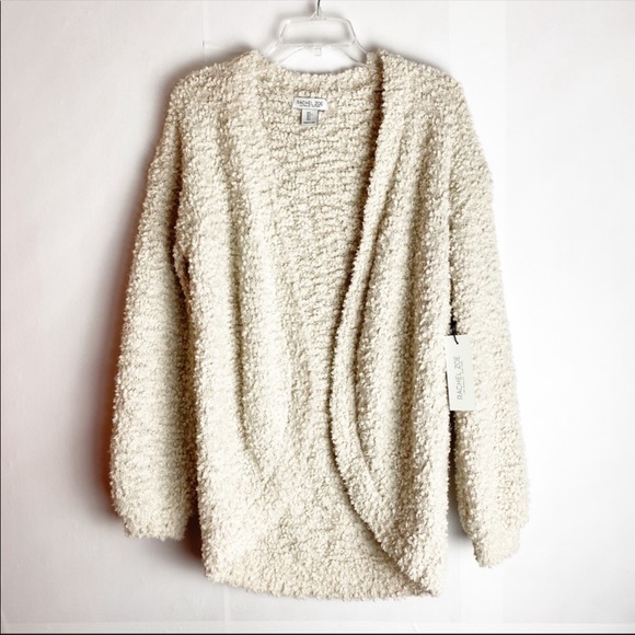 New Rachel Zoe Teddy Soft Fuzzy Open Cardigan L - Picture 2 of 7